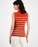 Tahari Asl Women's Striped Mock-Neck Sleeveless Sweater