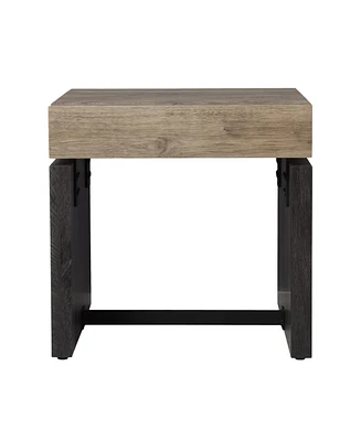 20" Natural Wood Manufactured Wood And Iron Square End Table