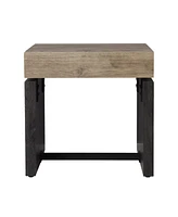 20" Natural Wood Manufactured Wood And Iron Square End Table