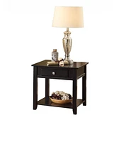 Square End Table with Drawer and Shelf – Manufactured Wood Accent Table