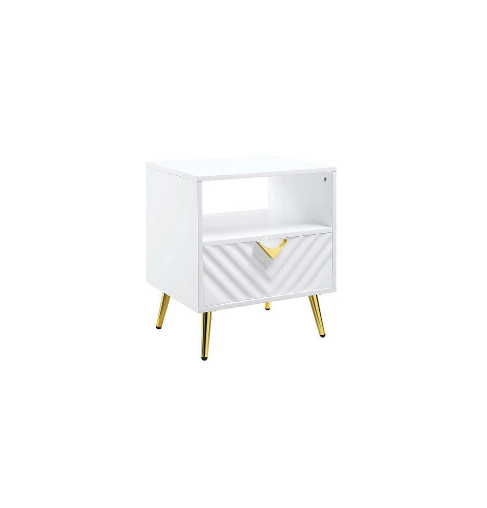 Industrial Rectangular End Table – Wood and Metal with Drawer & Shelf