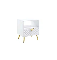 Industrial Rectangular End Table – Wood and Metal with Drawer & Shelf
