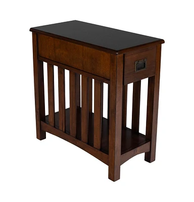 Contemporary Rectangular Side Table with Drawer & Display Shelf