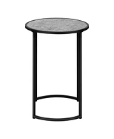 Farmhouse Style Round End Table with Bottom Shelf