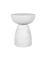 Solid Wood Round End Table – 22" White Distressed Finish for Farmhouse Style