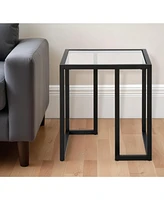 Sleek Square Glass Accent Table with Durable Metal Legs