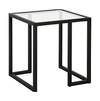 Sleek Square Glass Accent Table with Durable Metal Legs