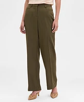 Tahari Asl Women's Brushed Woven Mid-Rise Flared Pants