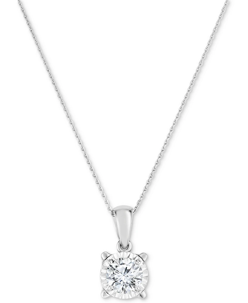TruMiracle Diamond Solitaire 18" Pendant Necklace (3/4 ct. t.w.) in 14k White Gold