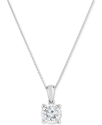 TruMiracle Diamond Solitaire 18" Pendant Necklace (3/4 ct. t.w.) in 14k White Gold