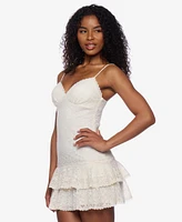 Alex & Sophia Juniors' V-Neck Sleeveless A-Line Mini Lace Dress