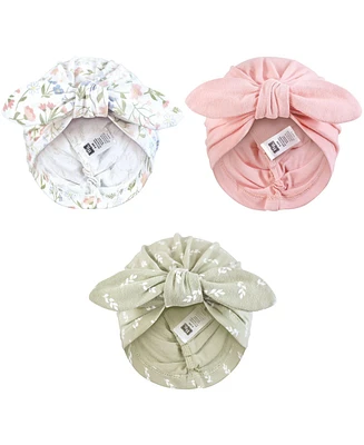 Hudson Baby Baby Girls Hudson Turban Cotton Headwraps, Pastel Wildflower, 0-24 Months