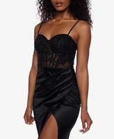 B Darlin Juniors' Sequined Lace Corset Midi Dress