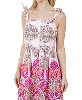 Fever Women's Sleeveless Bow Tie Straps Midi Dress