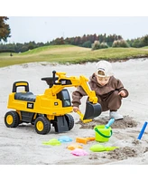 Functional Excavator Toy with Rotatable Digging Bucket