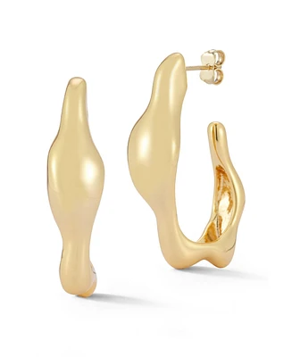 Rachel Zoe Gold Plated Wavy J Hoop Earrings