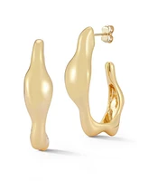Rachel Zoe Gold Plated Wavy J Hoop Earrings