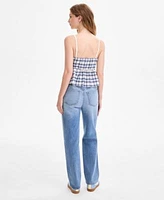 Juniors Planet Heart Plaid Babydoll Bow Strap Tank Celebrity Pink Juniors Straight Leg Jeans