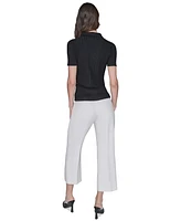 Karl Lagerfeld Paris Women's Collared Ribbed Shirt