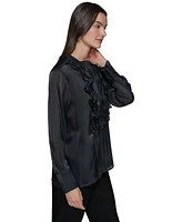 Karl Lagerfeld Paris Ruffled-Front Organza Blouse