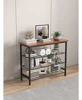 4-Tier Shoe Rack with Mdf Top Board,Metal Industrial Style Bookshelf,Modern Ladder Shelf Storage,Multifunctional Shoe Storage Shelf