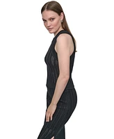 Dkny Jeans Women's Crewneck Pointelle-Stitch Tank Sleeveless Sweater