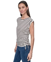 Dkny Jeans Women's Side-Tie Ruched Sleeveless T-Shirt