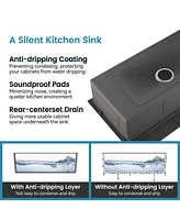Stainless Steel Kitchen Sink, 33″x19″ Single Bowl, Undermount Handmade Sink in Dark Gray, with Cutting Board, Colander