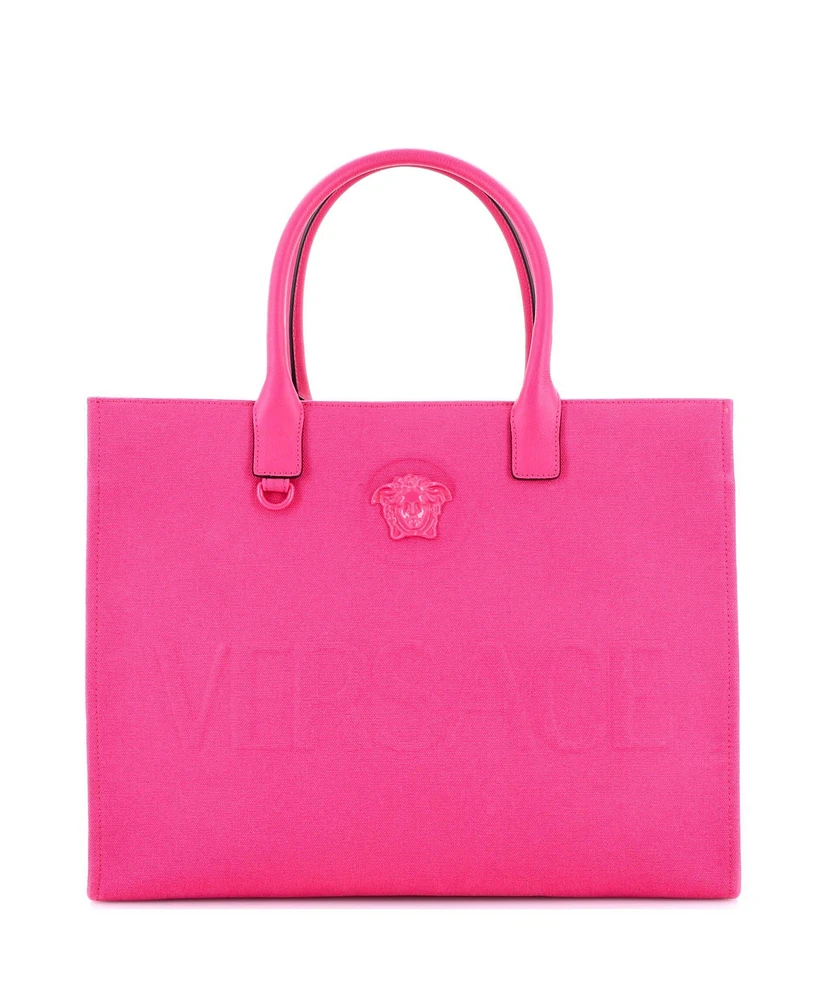 Pre-Owned Versace Large La Medusa Tote All Over Logo Canvas