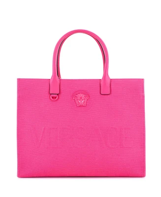 Pre-Owned Versace Large La Medusa Tote All Over Logo Canvas
