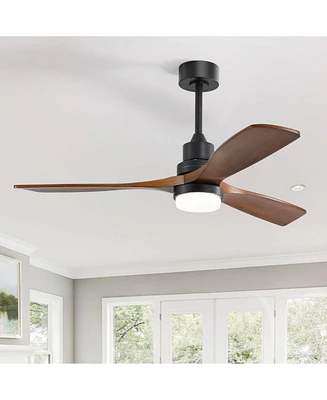 52'' Modern 3 Blades Ceiling Fan with 3 color Dimmable and Memory Function Light and Remote control and Timing and Forward Reverse Rotation Function f