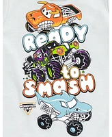 Monster Jam Toddler Boys Romper and Bucket Sun Hat Outfit Set
