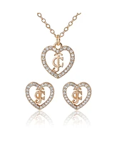 Juicy Couture Gold-Tone Pave Heart Necklace & Stud Earrings Set