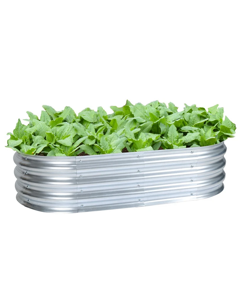 Aoodor Galvanized Raised Garden Bed Kit,47.24''(L) x 23.62''(W) x11.81''(H) Outdoor Garden Planter Oval Large Boxes for Vegetables, Flowers, Herbs