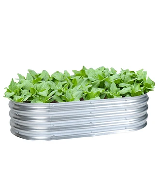 Aoodor Galvanized Raised Garden Bed Kit,47.24''(L) x 23.62''(W) x11.81''(H) Outdoor Garden Planter Oval Large Boxes for Vegetables, Flowers, Herbs