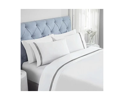 Superior Brandon Cotton Three-Line Embroidered Deep Pocket Bed Sheet Set
