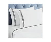 Superior Brandon Cotton Three-Line Embroidered Deep Pocket Bed Sheet Set