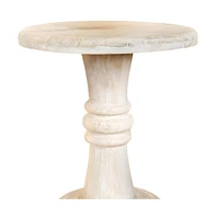 28" White Distressed Solid Wood Round End Table