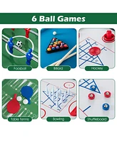 12-in-1 Combo Game Table Set with Foosball Air Hockey Pool Chess and Ping Pong