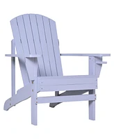 Wooden Adirondack Chair, Outdoor Patio Lawn Chair with Cup Holder, Weather Resistant Lawn Furniture