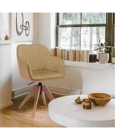 Velvet Arm Chair with Wooden Legs for Dining Room Table or Sitting Area