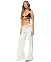 Edikted Women's Kirsty Crochet Waist Knit Pants