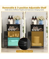 Bathroom Freestanding Adjustable Shelf Floor Storage Cabinet