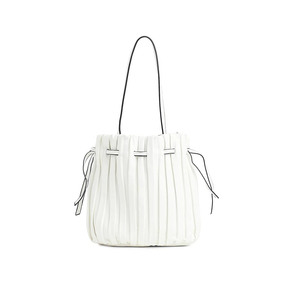Women's Tug-And-Go White Bucket Bag