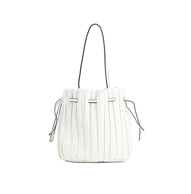 Women's Tug-And-Go White Bucket Bag