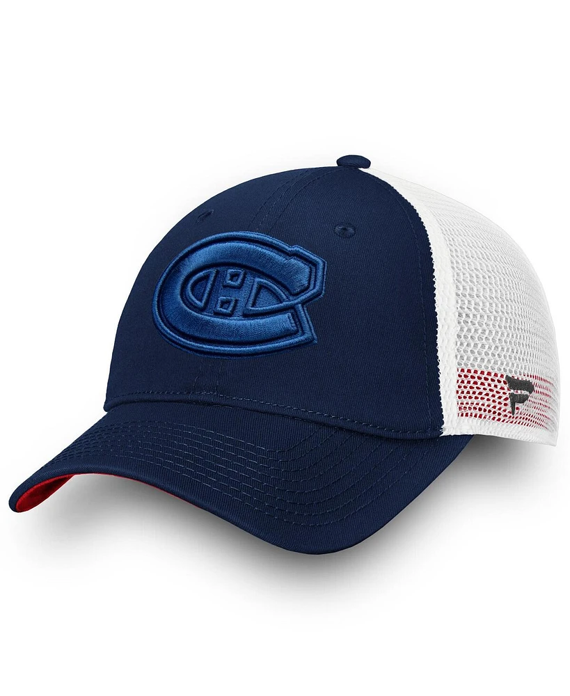 Fanatics Women's Montreal Canadiens Navy/White Iconic Lockup Adjustable Trucker Hat