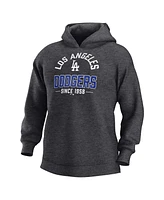 Fanatics Men's Heather Charcoal Los Angeles Dodgers Fleece Pullover Hoodie