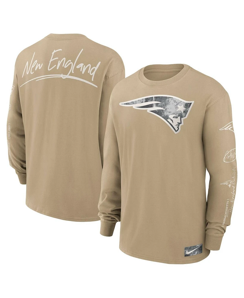 Nike Men's Tan New England Patriots Essential Statement Max90 Long Sleeve T-Shirt