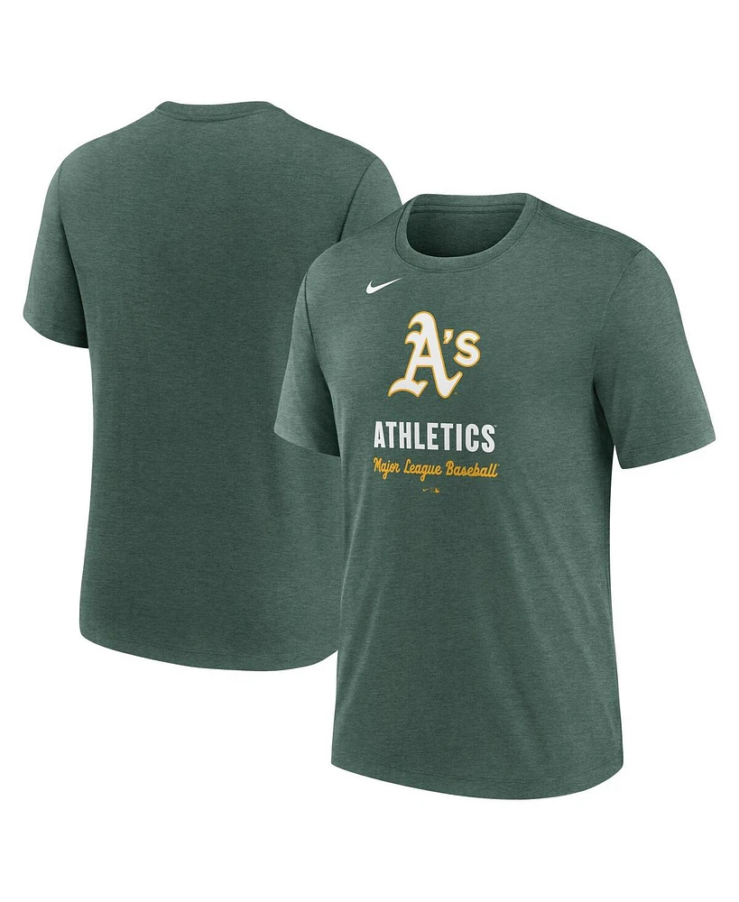 Nike Men's Heather Green Athletics Logo Tri-Blend T-Shirt