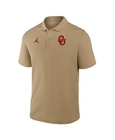 Jordan Men's Tan Oklahoma Sooners Primetime Victory Primary Logo Performance Polo Shirt